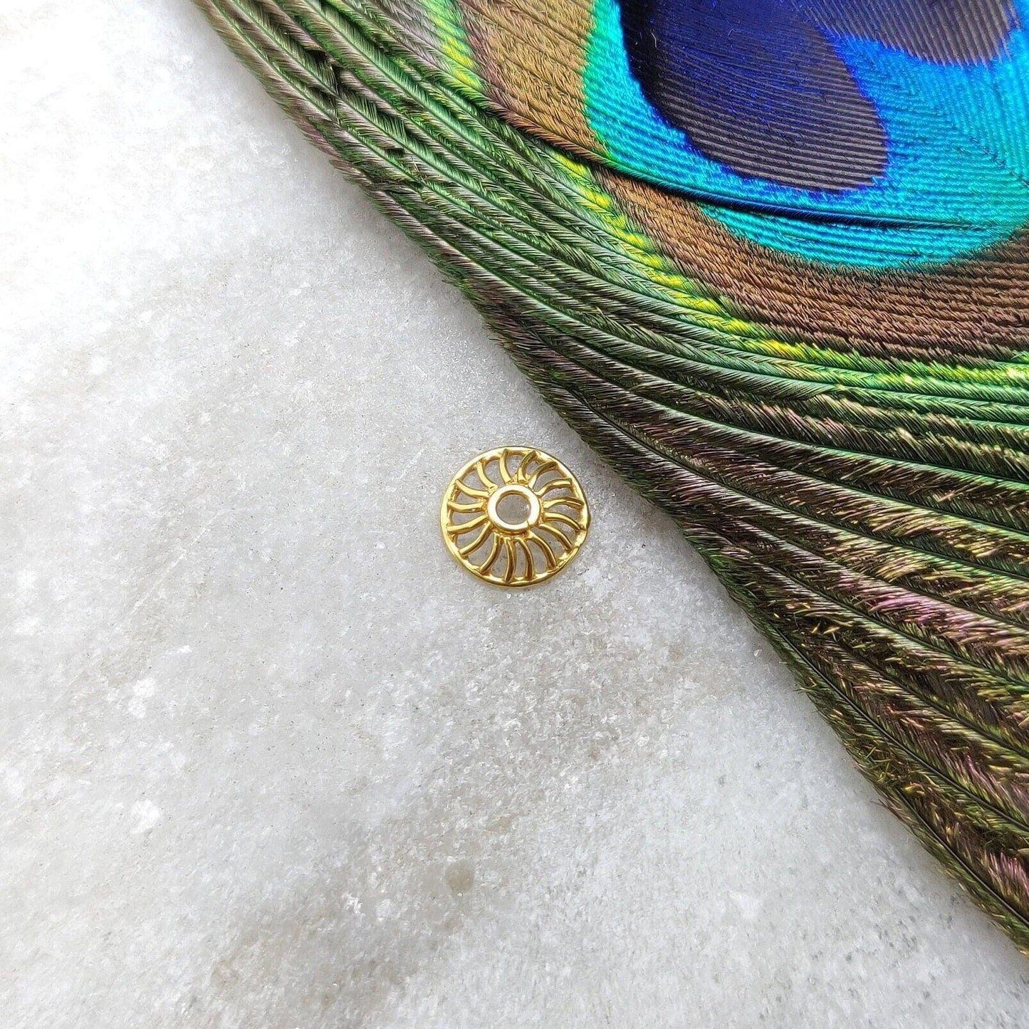 8mm 18k Gold Wheel Cap Bead Finding Jewelry Components - Kanika Creations