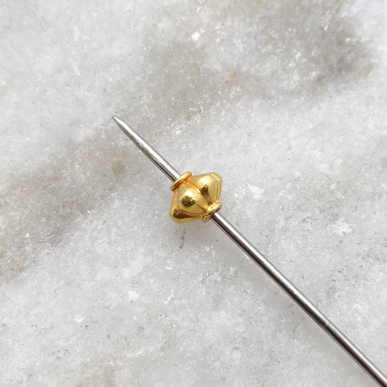 18k Solid Yellow Gold Watermelon Spacer Beads 5x7mm - Kanika Creations
