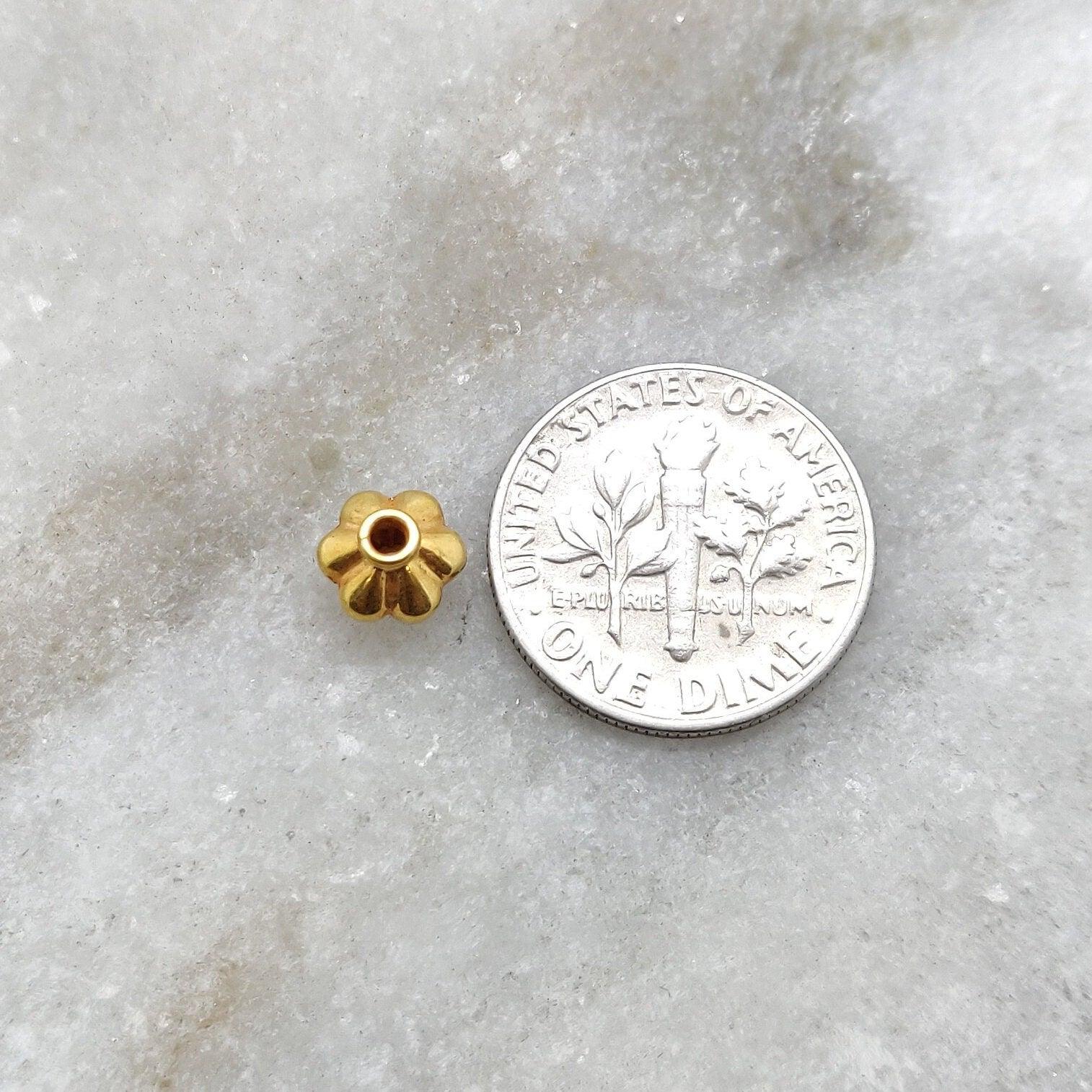 18k Solid Yellow Gold Watermelon Spacer Beads 5x7mm - Kanika Creations
