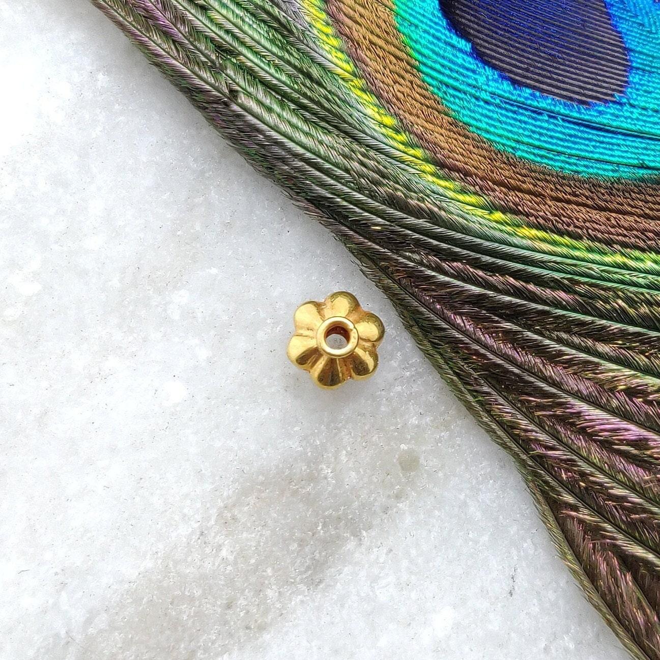 18k Solid Yellow Gold Watermelon Spacer Beads 5x7mm - Kanika Creations
