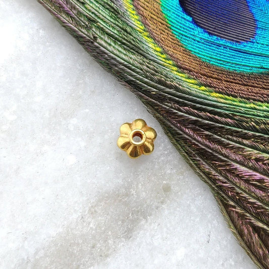 18k Solid Yellow Gold Watermelon Spacer Beads 5x7mm - Kanika Creations