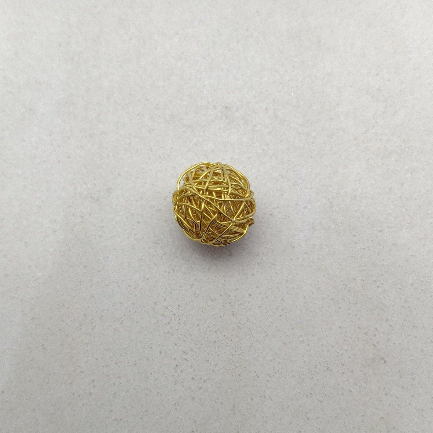 18k Solid Yellow Gold Wire Wrapped Rondelle Spacer Bead-10 MM - Kanika Creations