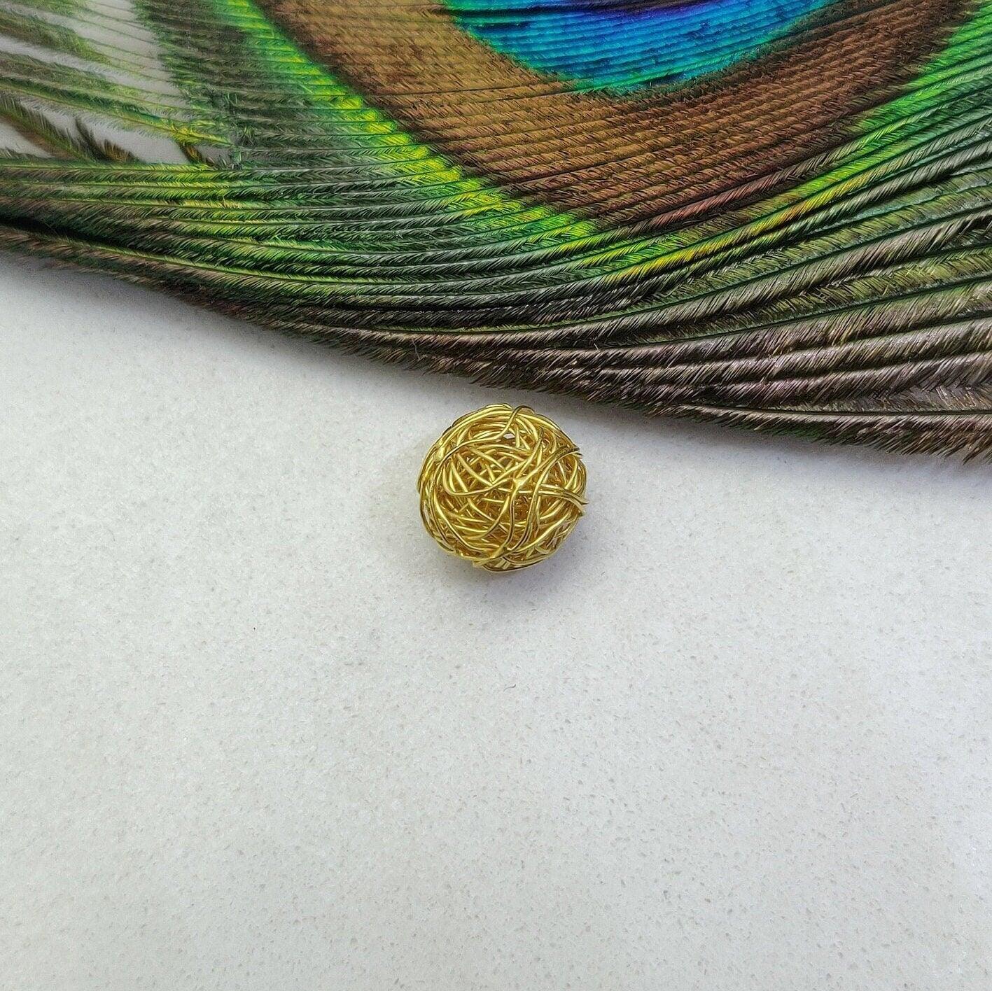 18k Solid Yellow Gold Wire Wrapped Rondelle Spacer Bead-10 MM - Kanika Creations