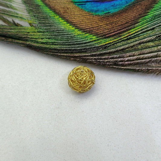 18k Solid Yellow Gold Wire Wrapped Rondelle Spacer Bead-10 MM - Kanika Creations