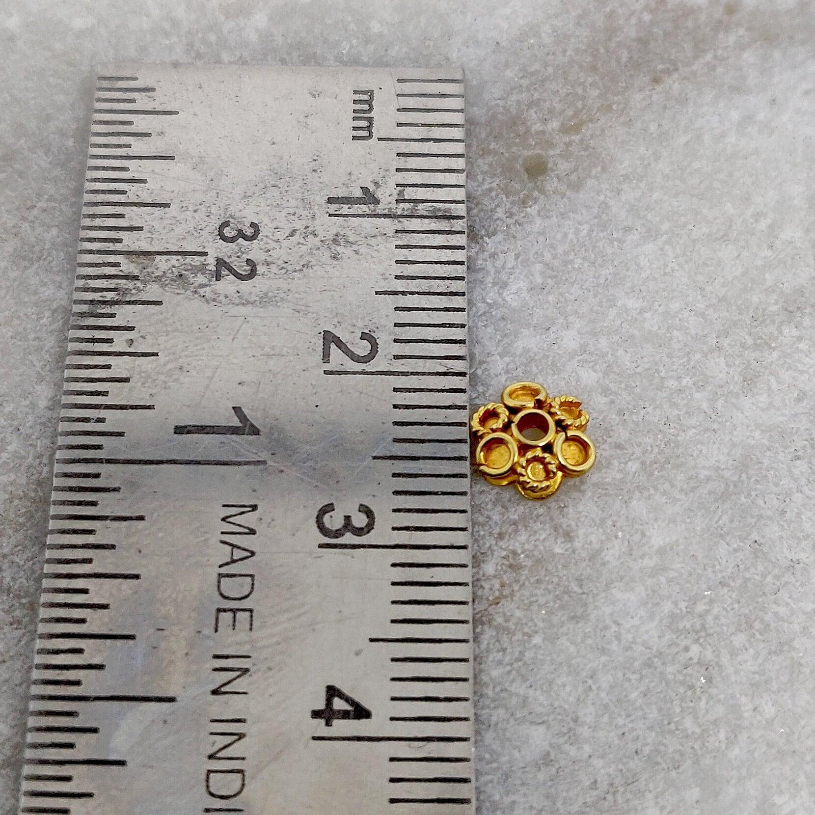 18k Yellow Gold Flower Cap Spacer Beads Findings 9mm - Kanika Creations