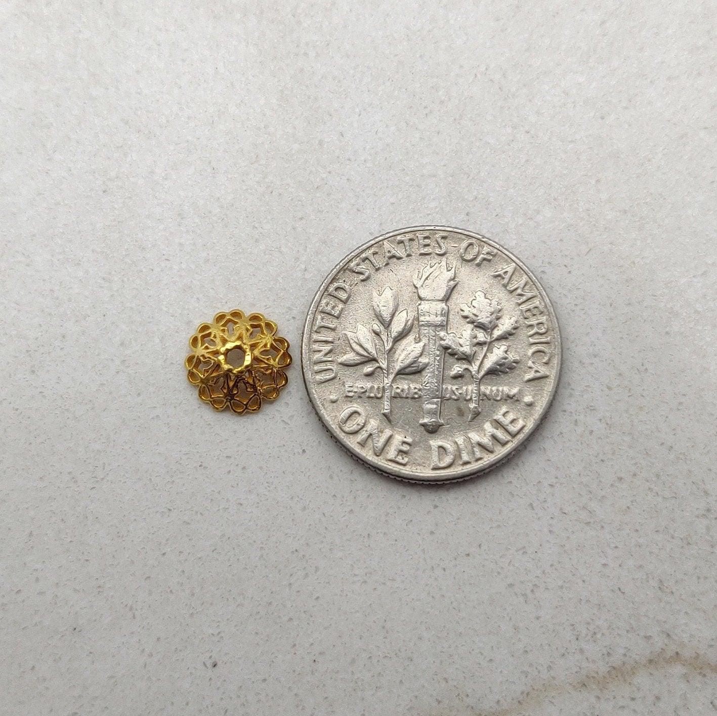 18k Yellow Gold Beads Flower Cap For Jewelry Making 7mm - Kanika Creations