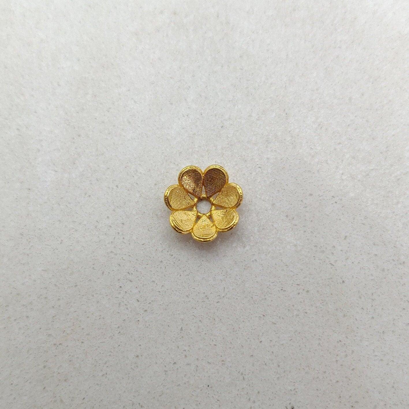 18k Solid Yellow Gold Flower Spacer Bead Cap 9x3mm - Kanika Creations