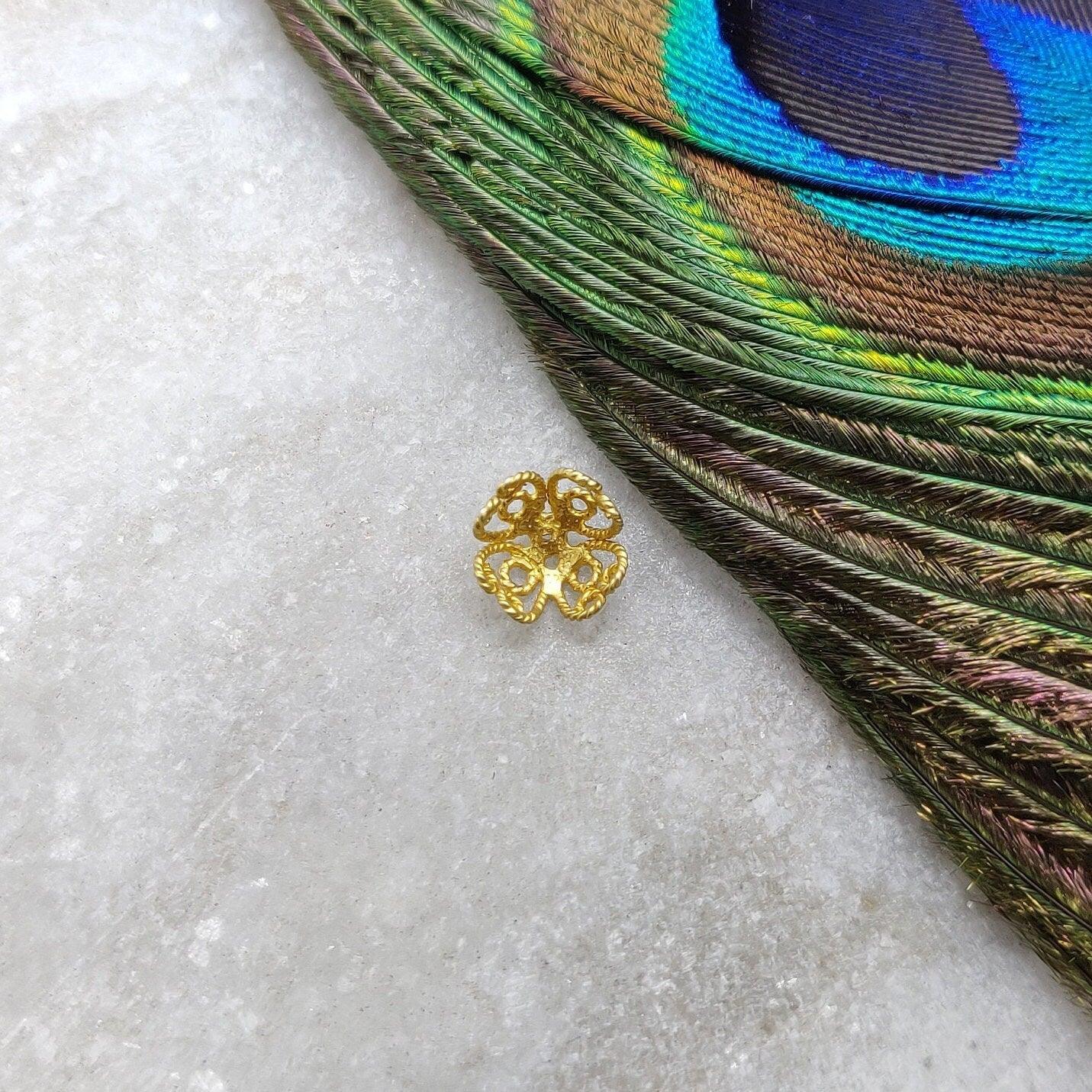 18k Gold Spacer Bead Cap Jewelry Making Finding - Kanika Creations