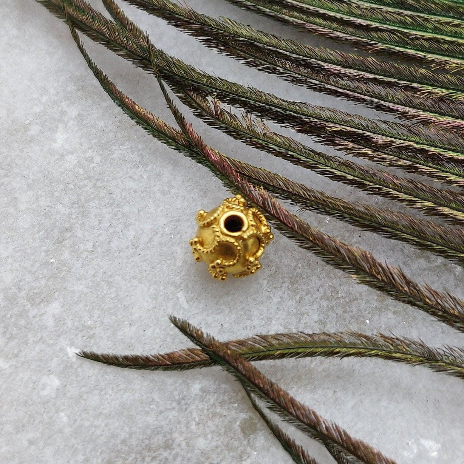 18k Yellow Gold Ball Bead Spacer Findings 7mm - Kanika Creations