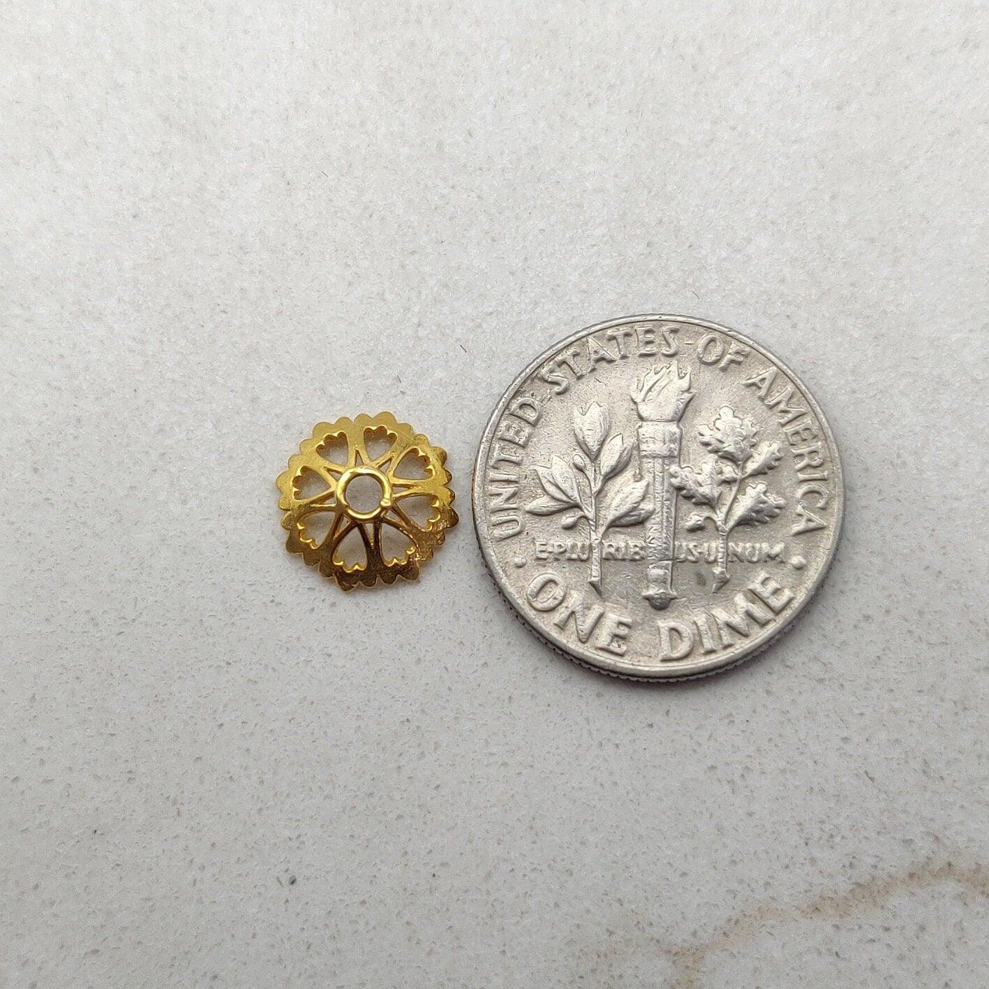 18k Yellow Gold Caps Spacer Beads For Jewelry Craft - Kanika Creations