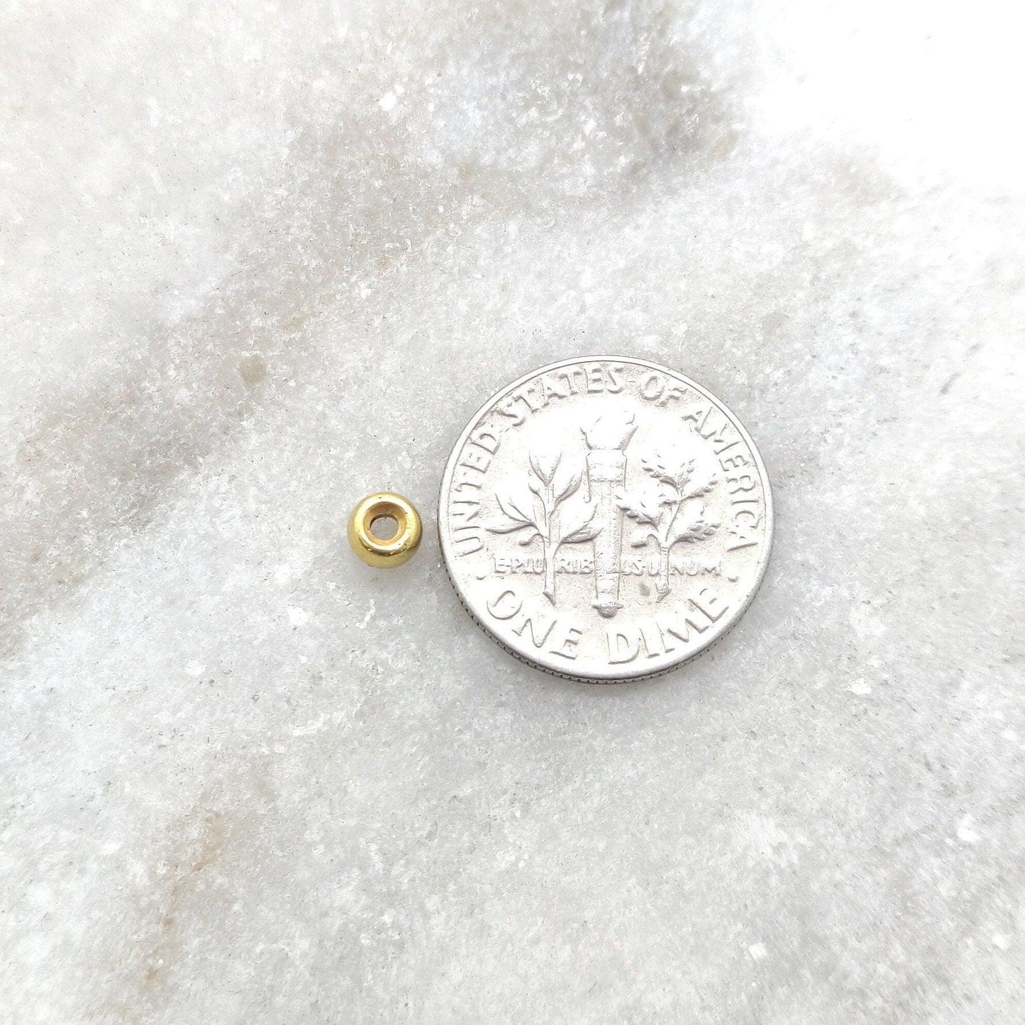 18k Solid Yellow Gold Donat Spacer Beads Sold as 2pcs - Kanika Creations