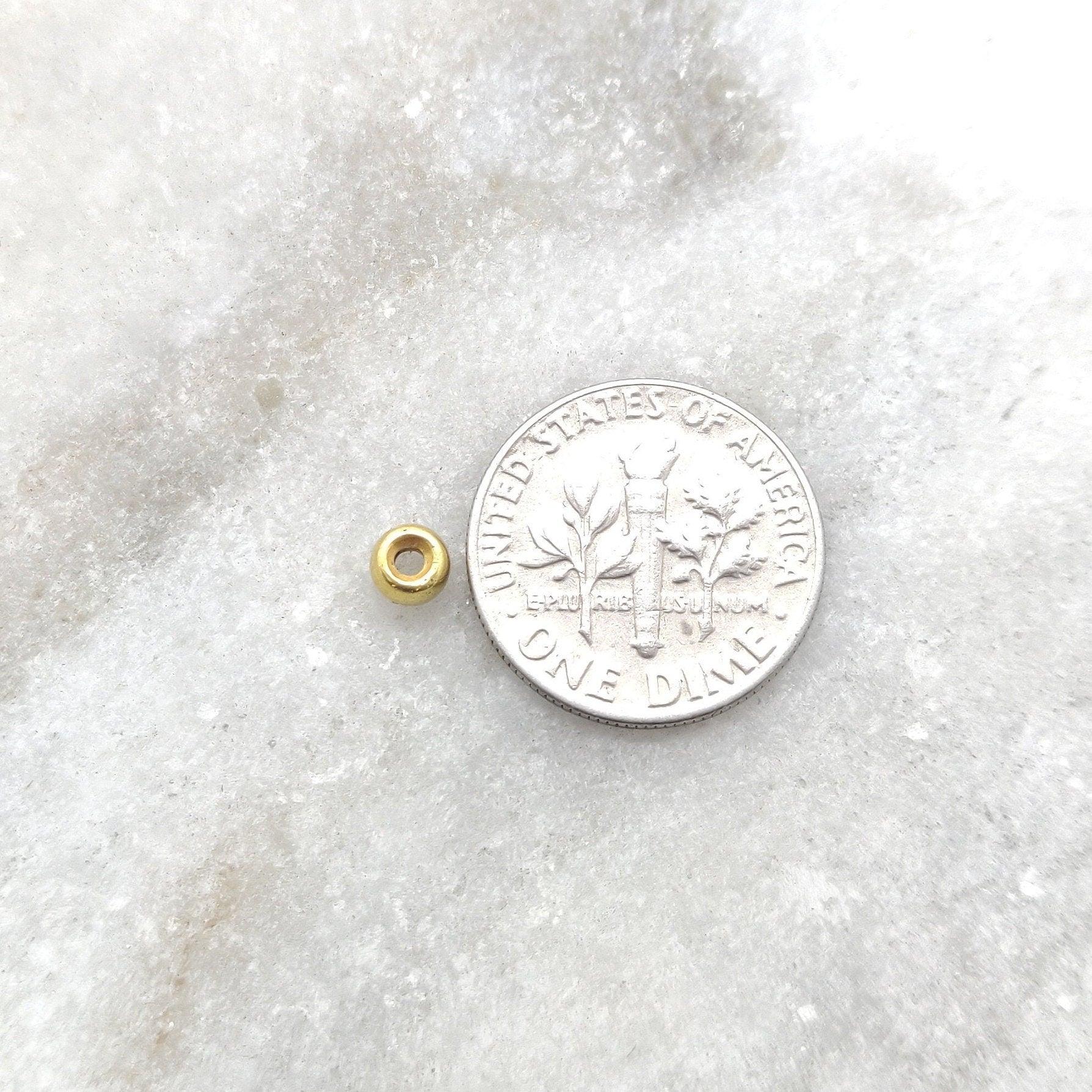 18k Solid Yellow Gold Donat Spacer Beads Sold as 2pcs - Kanika Creations