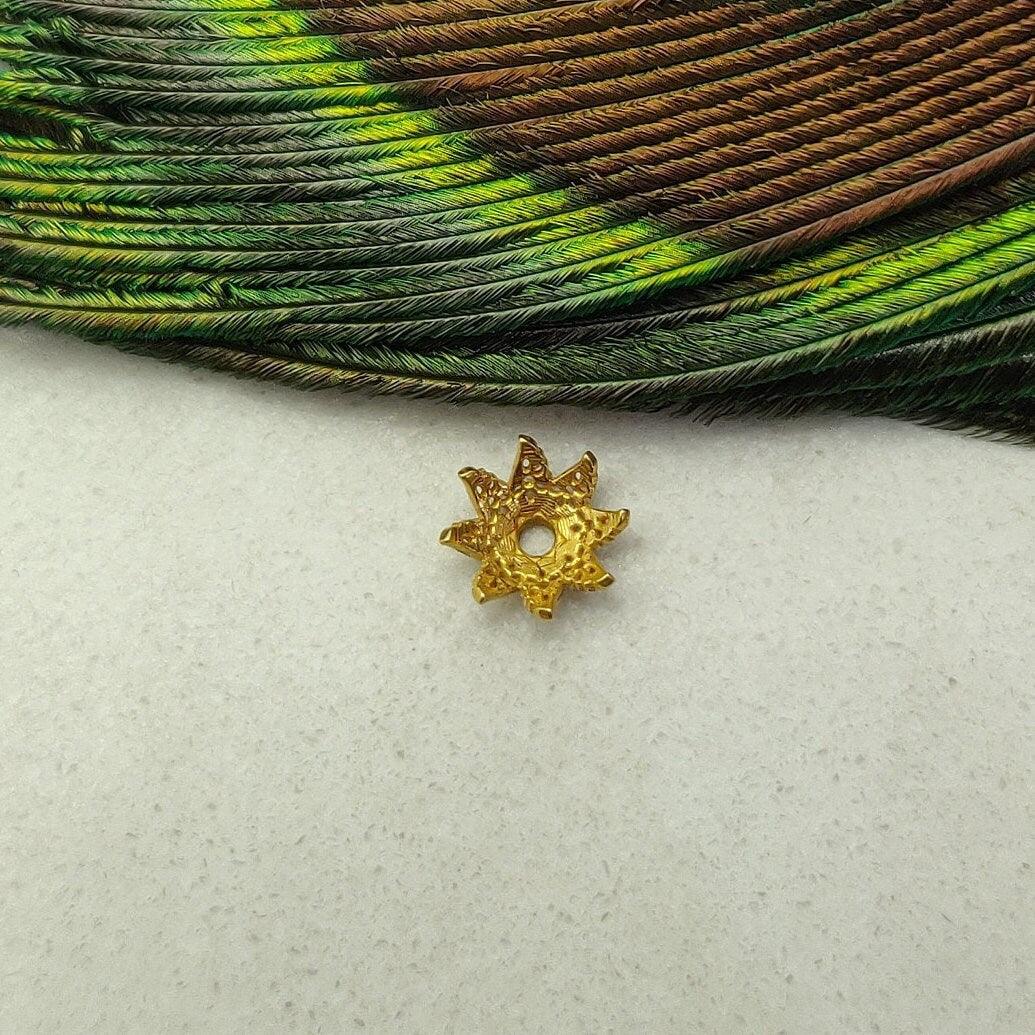 18k Solid Gold Floral Bead Cap Spacer Jewelry Supplies DIY - Kanika Creations