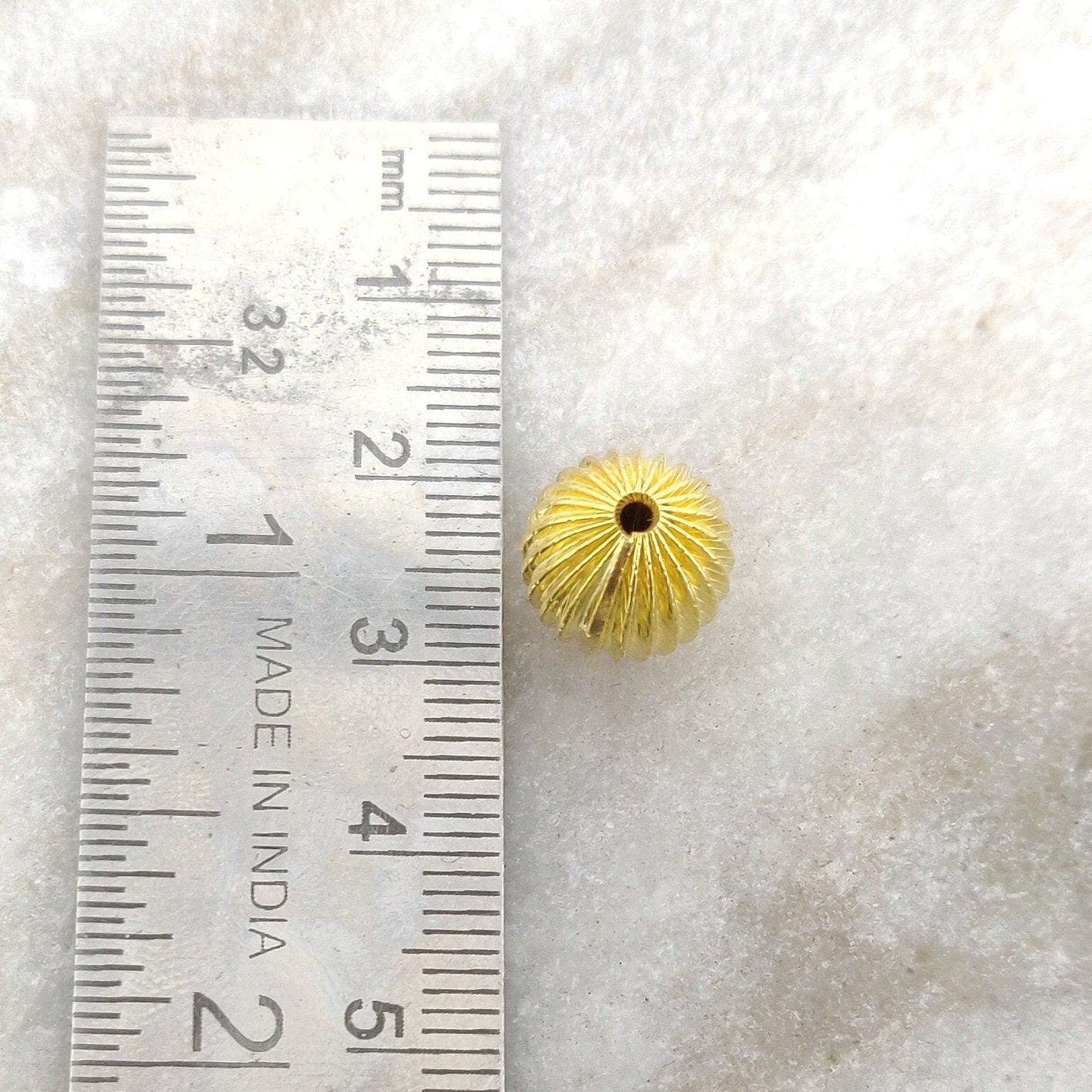18k Solid Yellow Gold Fluted Ball Spacer Bead 11x10.5mm - Kanika Creations