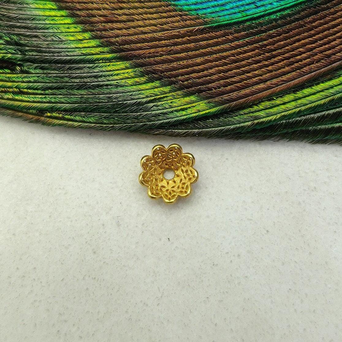 18K Yellow Gold Spacer Beads Cap DIY Jewelry - Kanika Creations