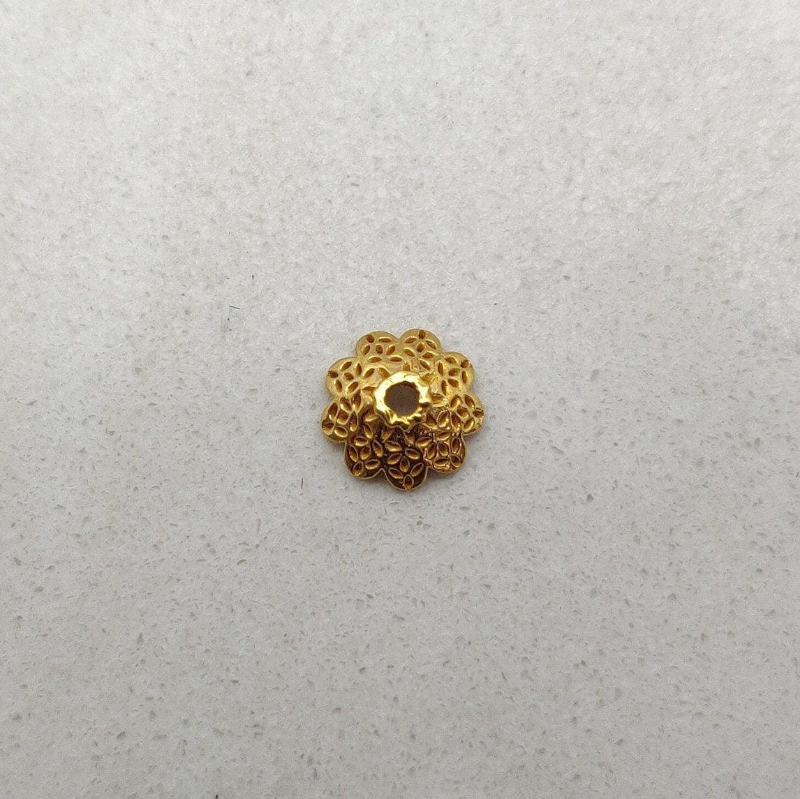 18K Yellow Gold Spacer Beads Cap DIY Jewelry - Kanika Creations