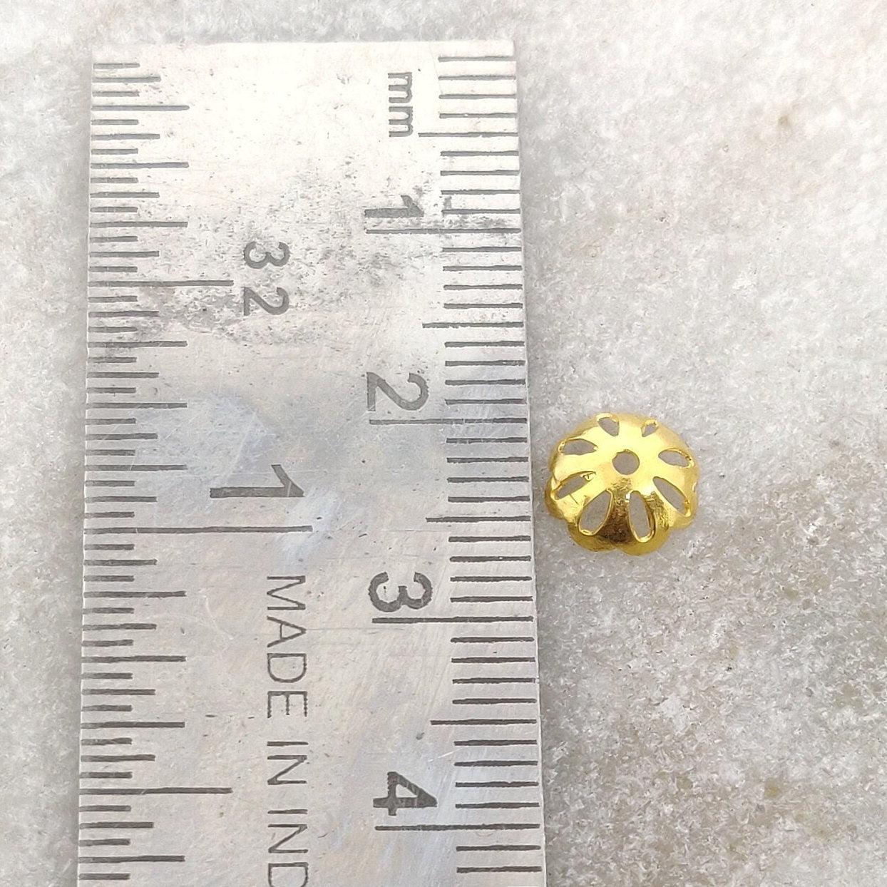 18k Gold Cup Bead Cap Finding DIY Jewelry Supplies 7mm - Kanika Creations