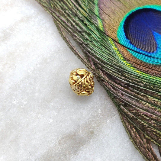 18k Solid Yellow Gold Fancy Spacer Beads 10x11mm - Kanika Creations
