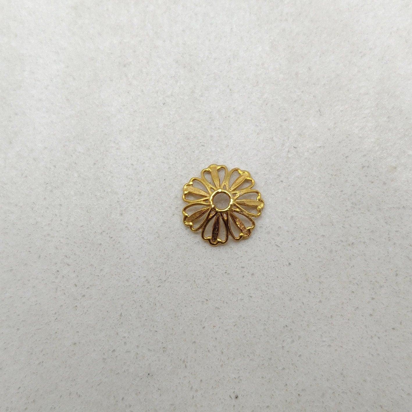 18k Yellow Gold Spacer Beads Caps Findings - Kanika Creations