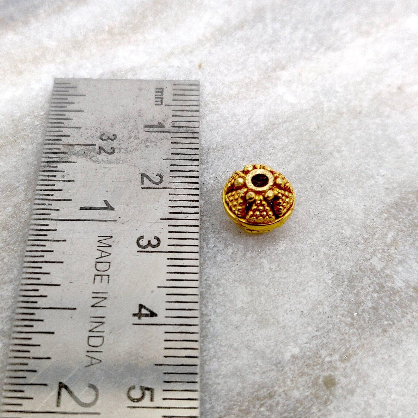 18k Yellow Solid Gold Fancy Spacer Beads 8x9mm - Kanika Creations