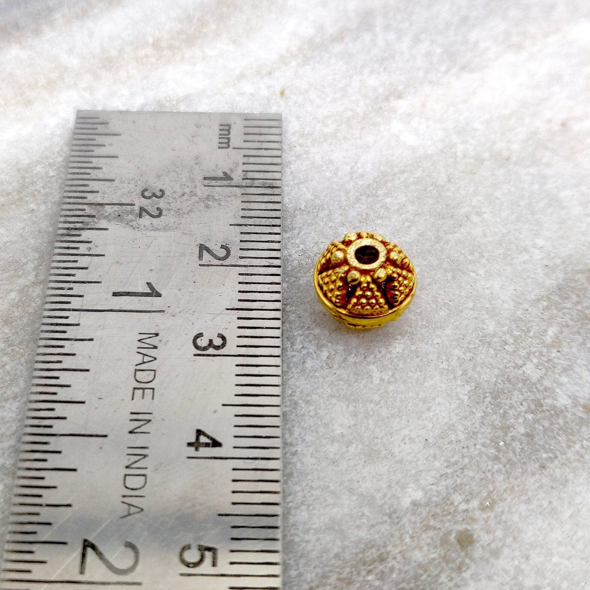 18k Yellow Solid Gold Fancy Spacer Beads 8x9mm - Kanika Creations