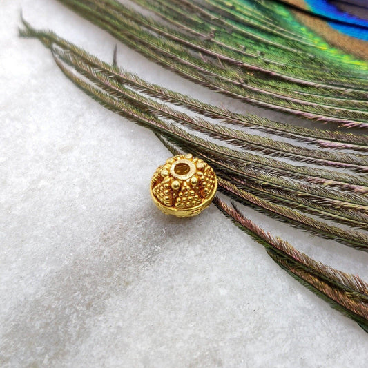 18k Yellow Solid Gold Fancy Spacer Beads 8x9mm - Kanika Creations