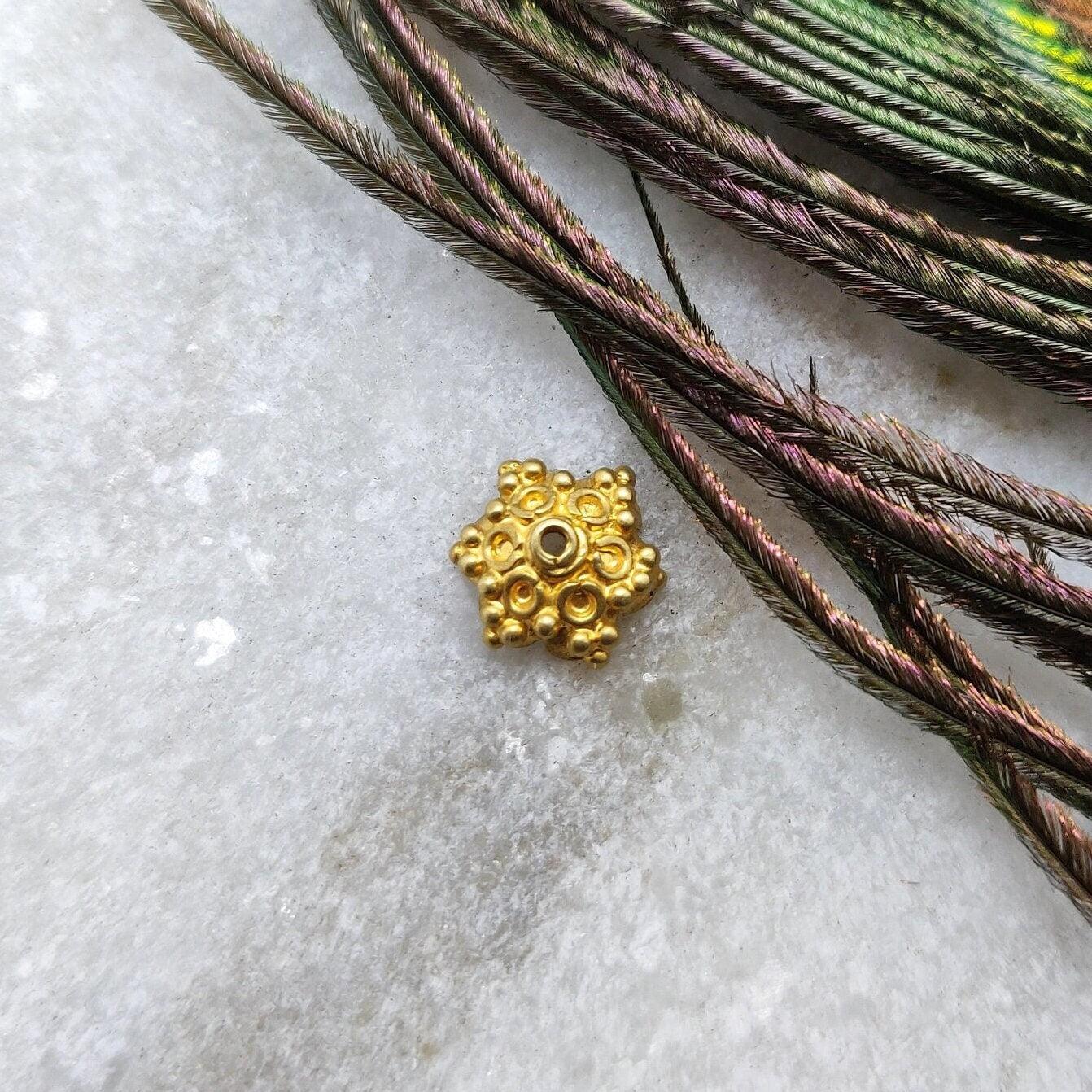 18k Yellow Gold Spacer Beads Cap Findings - Kanika Creations