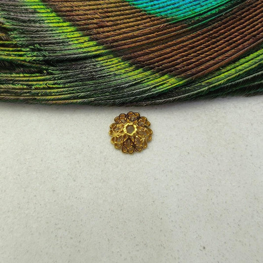 18k Yellow Gold Beads Flower Cap For Jewelry Making 7mm - Kanika Creations