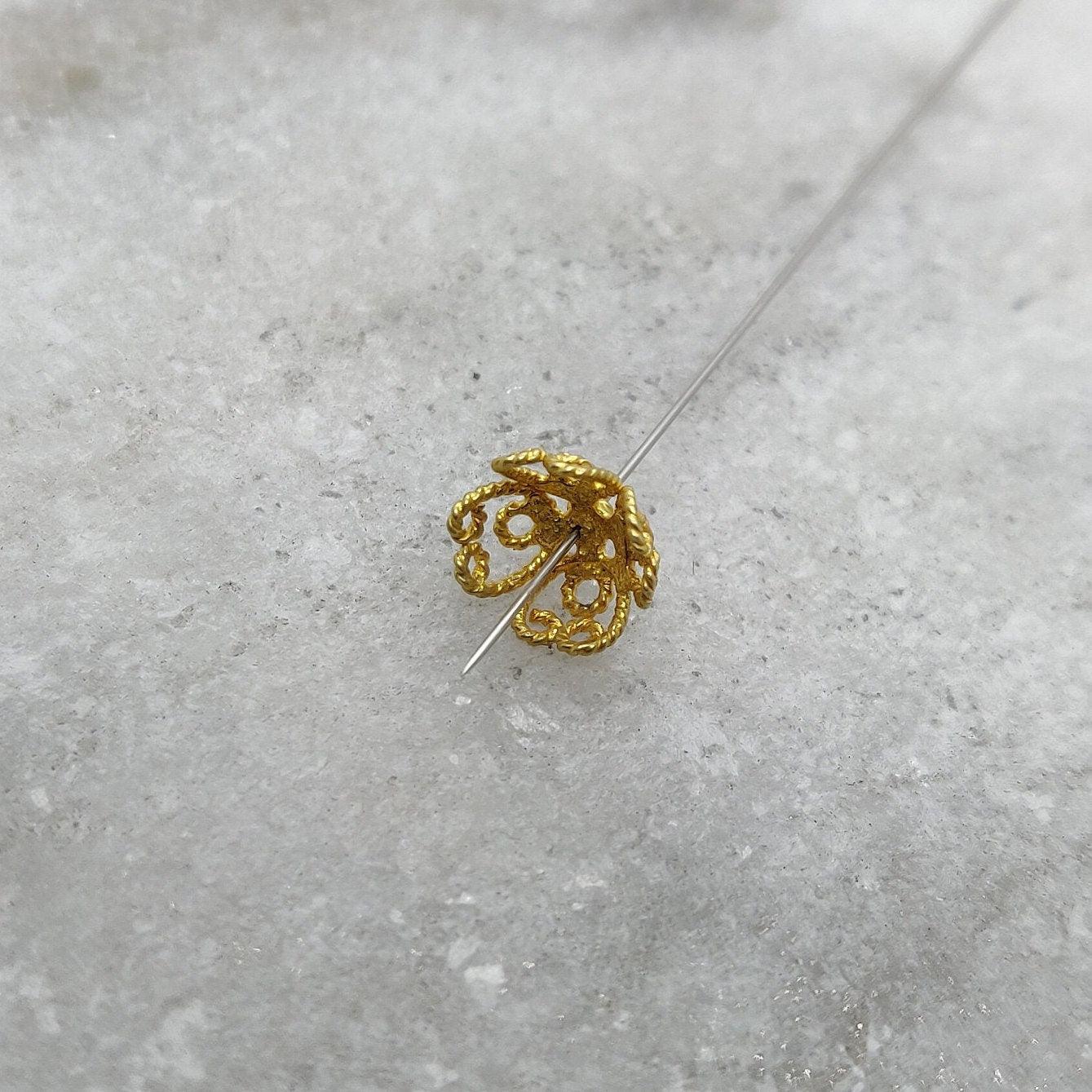 18k Gold Spacer Bead Cap Jewelry Making Finding - Kanika Creations
