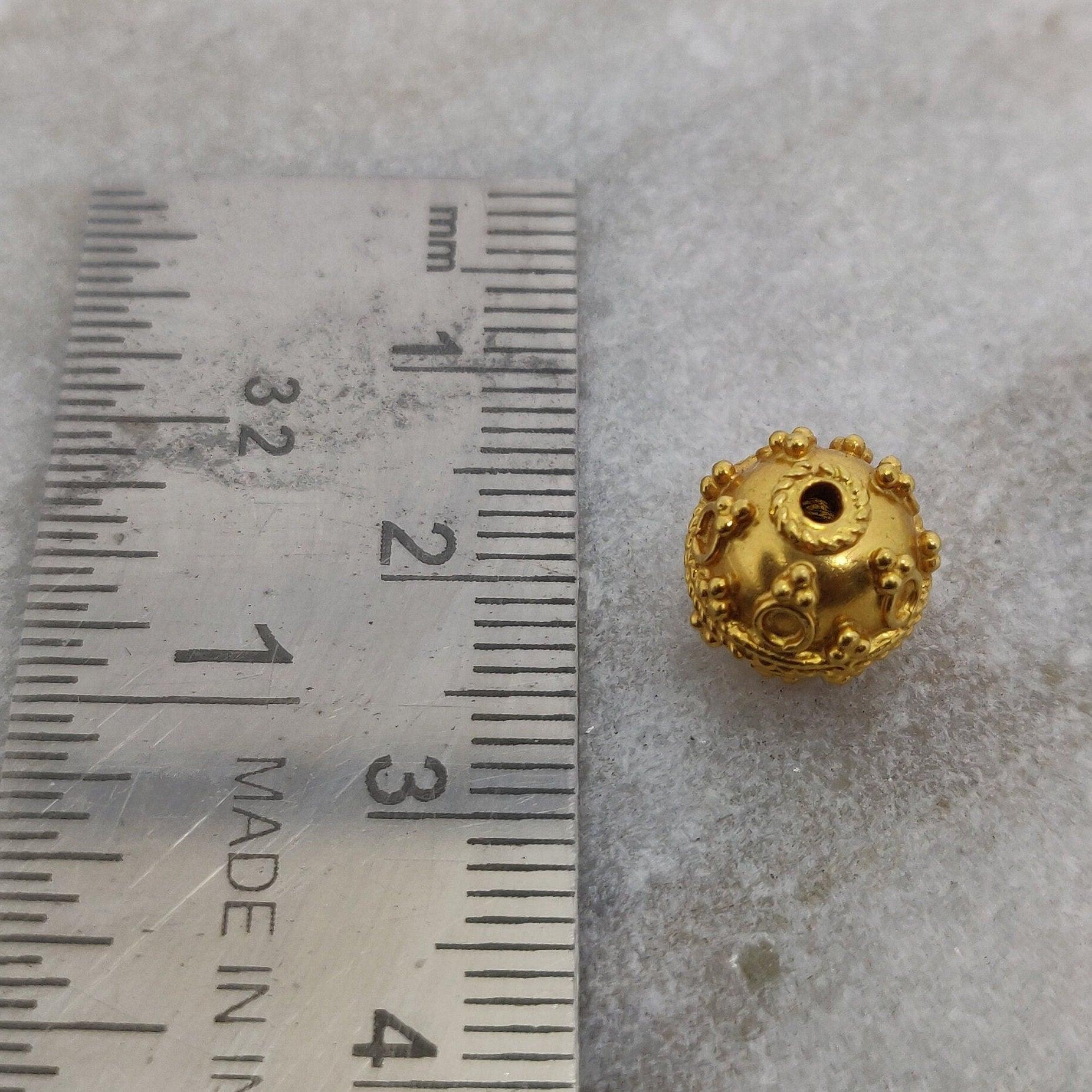18k Yellow Gold Spacer Ball Beads Jewelry Findings 10mm - Kanika Creations