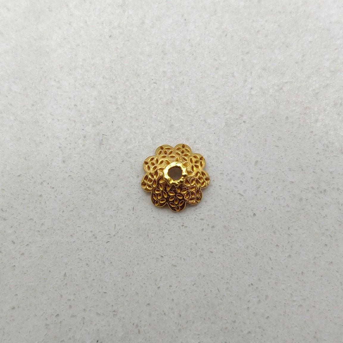 18K Yellow Gold Spacer Beads Cap DIY Jewelry - Kanika Creations