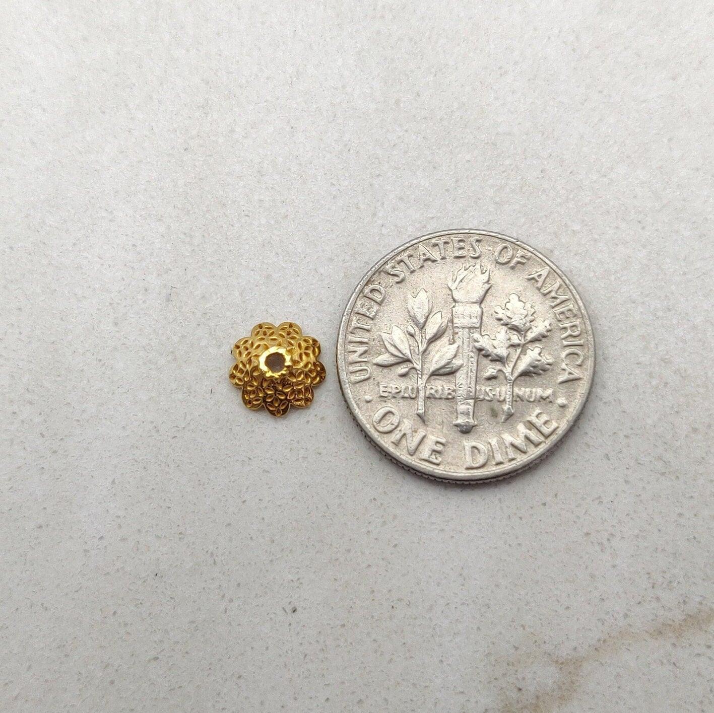 18K Yellow Gold Spacer Beads Cap DIY Jewelry - Kanika Creations