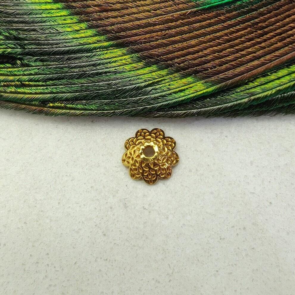 18K Yellow Gold Spacer Beads Cap DIY Jewelry - Kanika Creations