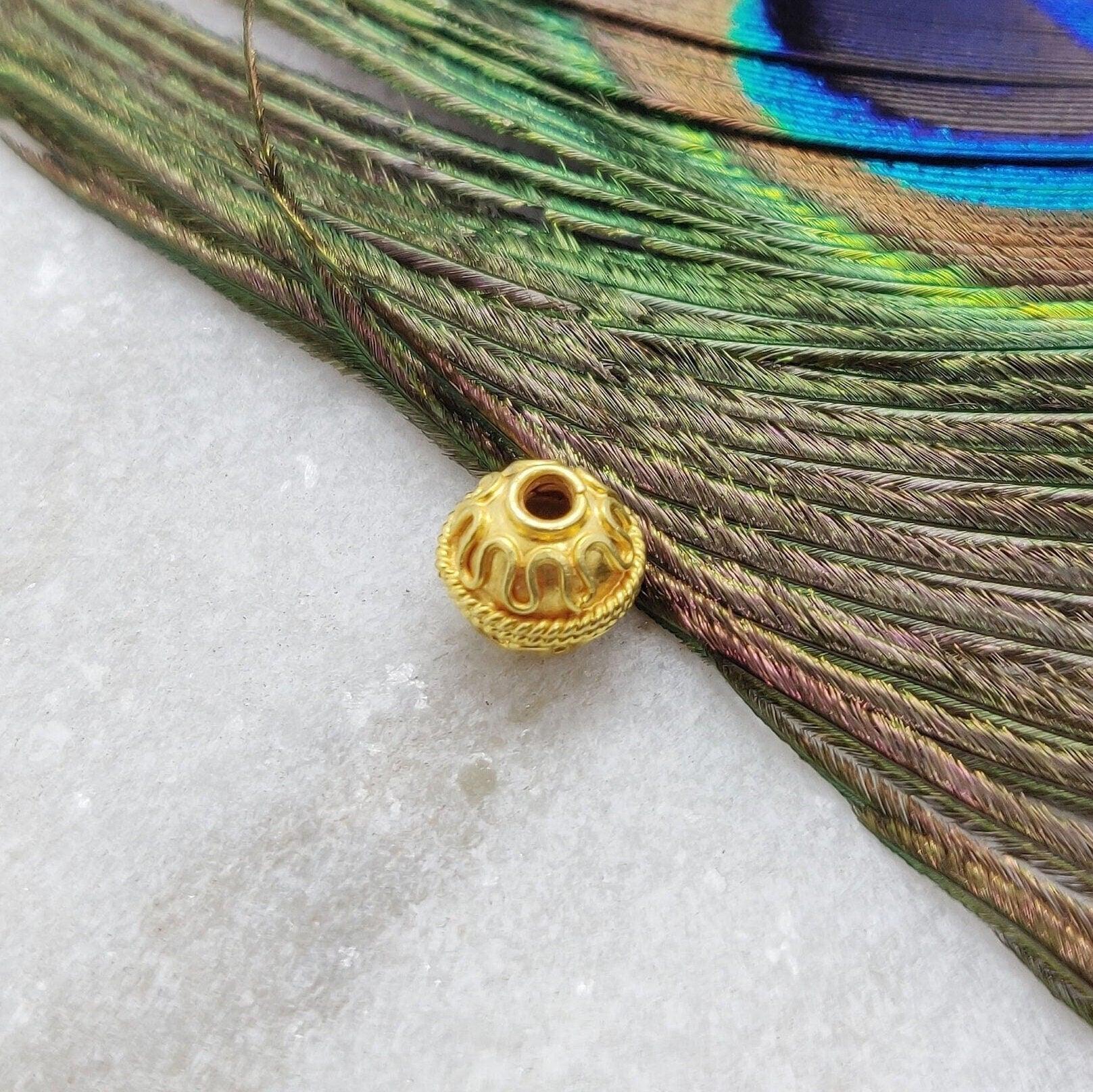 18k Solid Yellow Gold 8mm Ball Spacer Beads - Kanika Creations