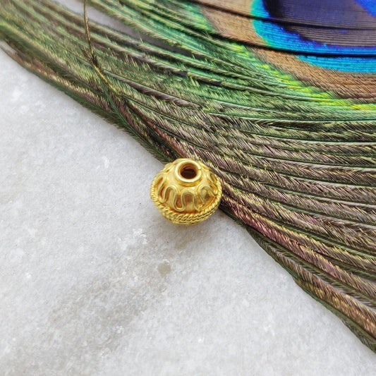 18k Solid Yellow Gold 8mm Ball Spacer Beads - Kanika Creations