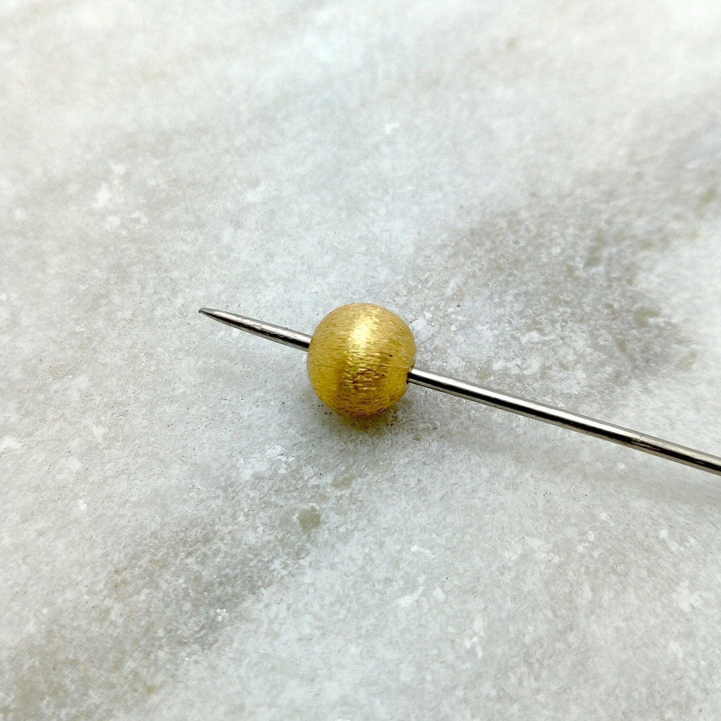 18k Gold Matte Finish Round Ball Spacer Beads Finding - Kanika Creations