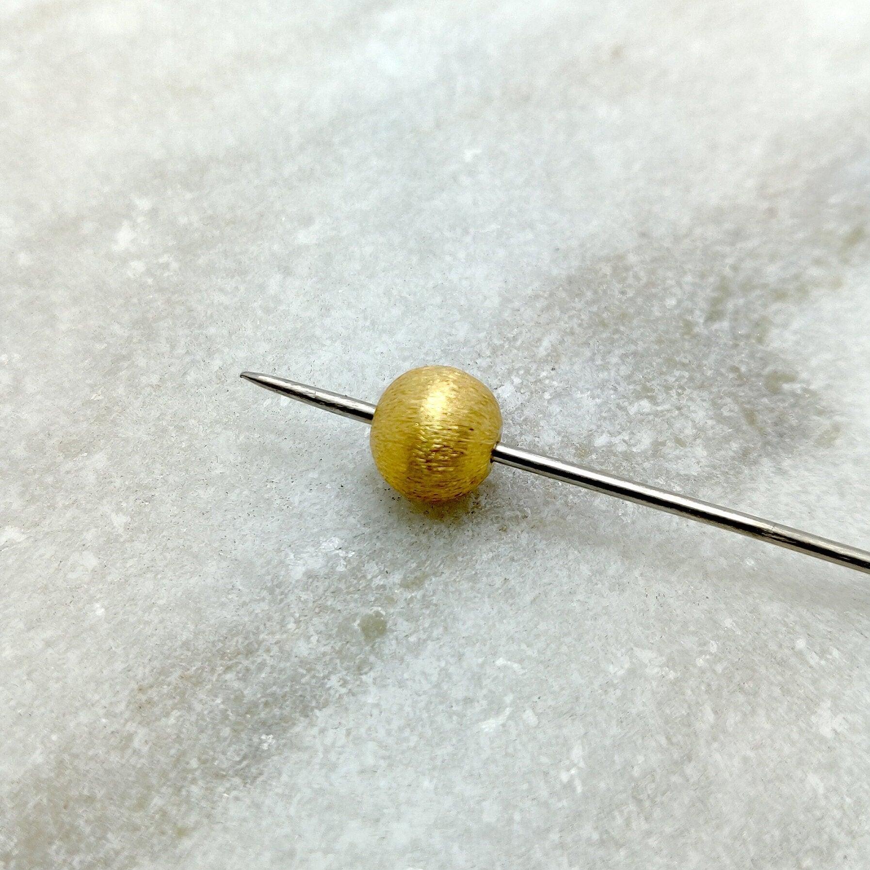 18k Gold Matte Finish Round Ball Spacer Beads Finding - Kanika Creations