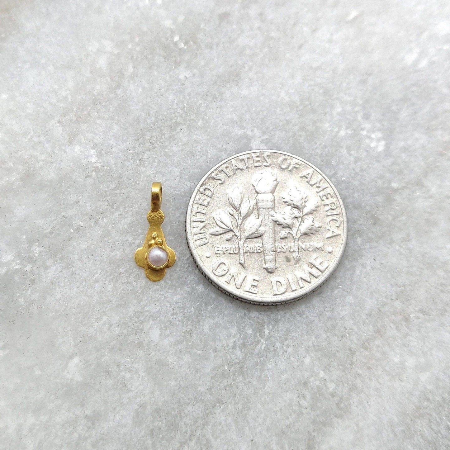 Handmade 18k Yellow Gold White Stone Charm Jewelry 11mm - Kanika Creations