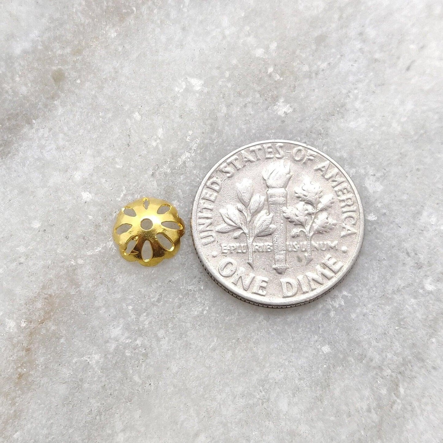 18k Gold Cup Bead Cap Finding DIY Jewelry Supplies 7mm - Kanika Creations