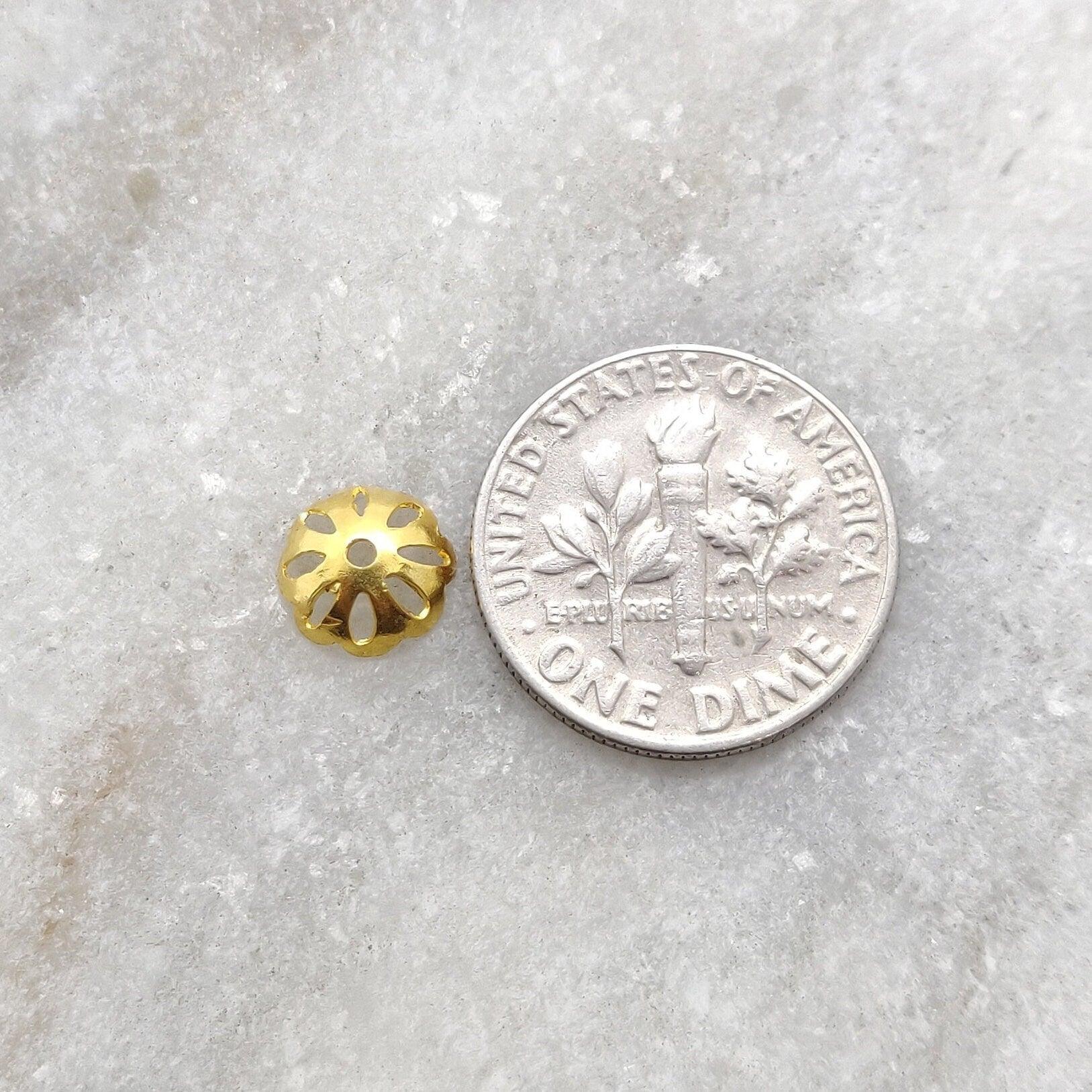 18k Gold Cup Bead Cap Finding DIY Jewelry Supplies 7mm - Kanika Creations