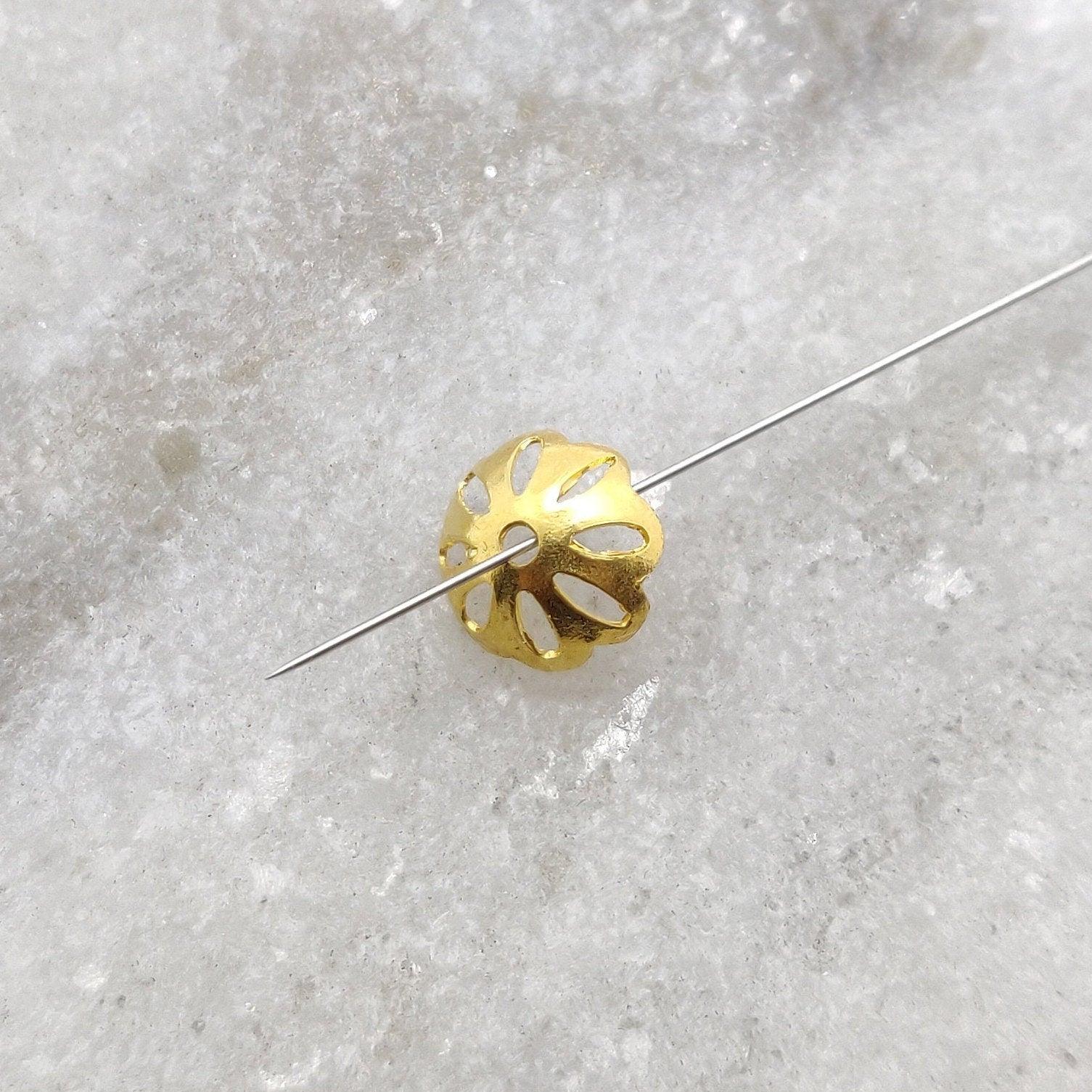 18k Gold Cup Bead Cap Finding DIY Jewelry Supplies 7mm - Kanika Creations