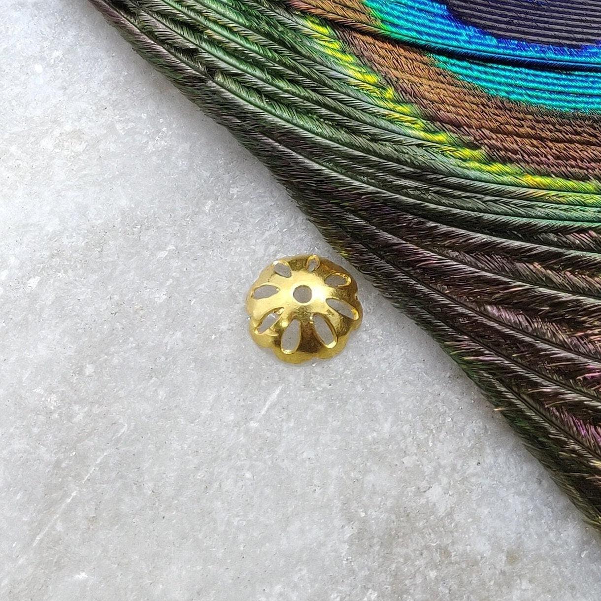 18k Gold Cup Bead Cap Finding DIY Jewelry Supplies 7mm - Kanika Creations
