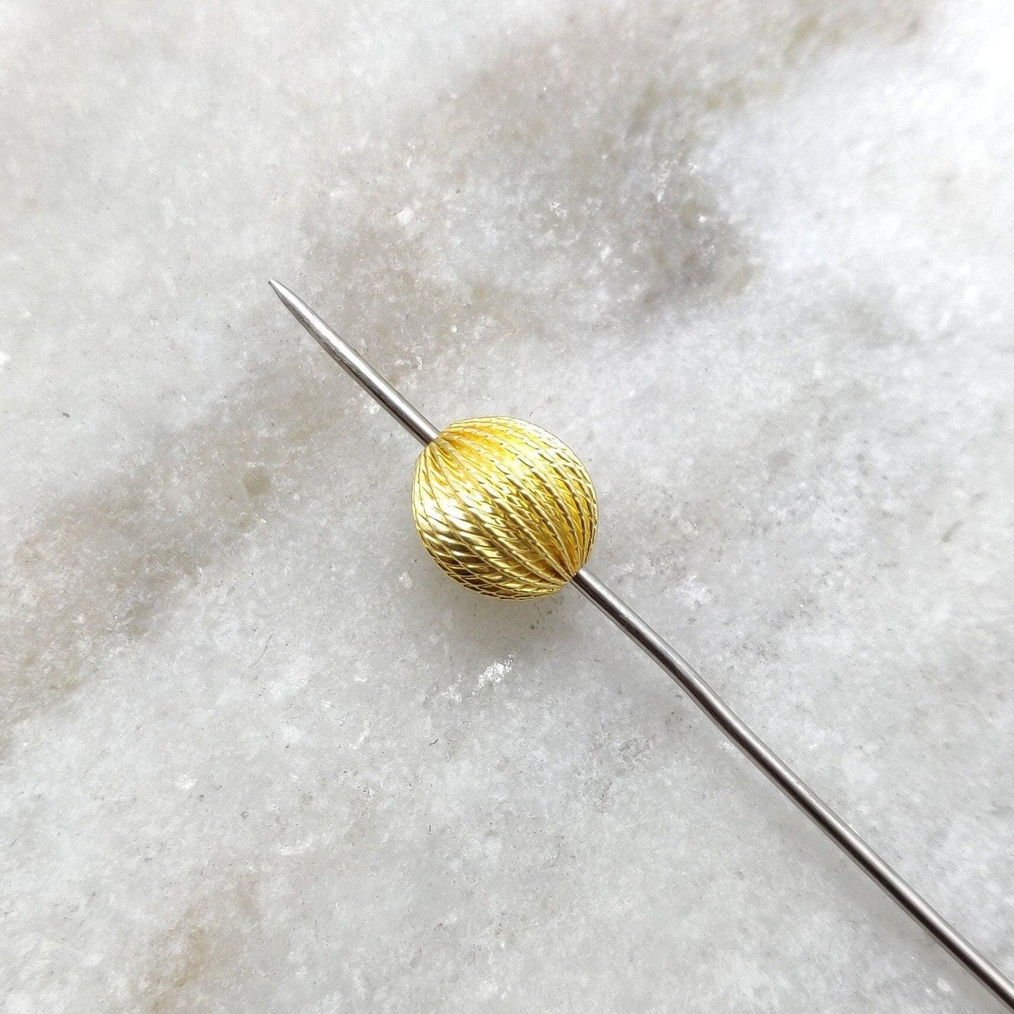 18K Solid Yellow Gold Corrugated Spacer Bead Finding 10mm - Kanika Creations