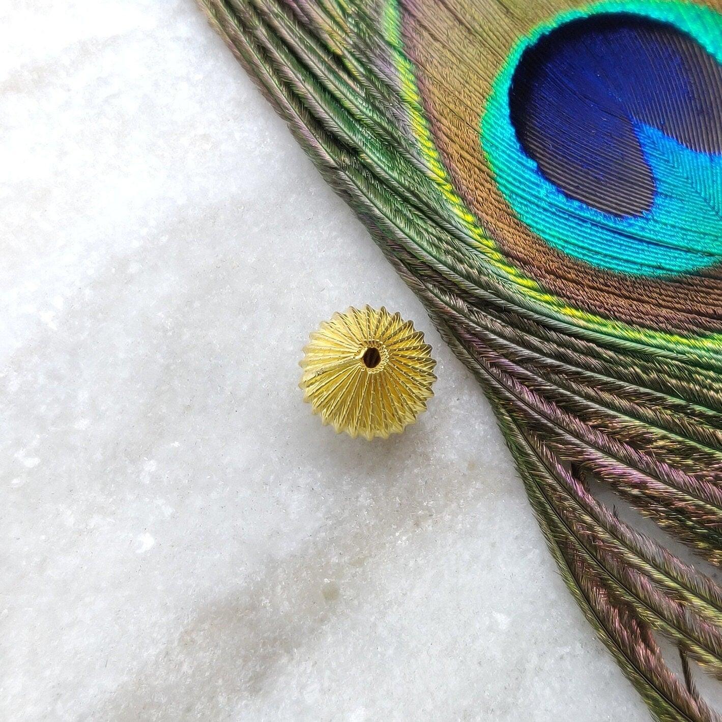 18K Yellow Gold Fancy Marquise Lantern Spacer Beads-11X12 mm - Kanika Creations