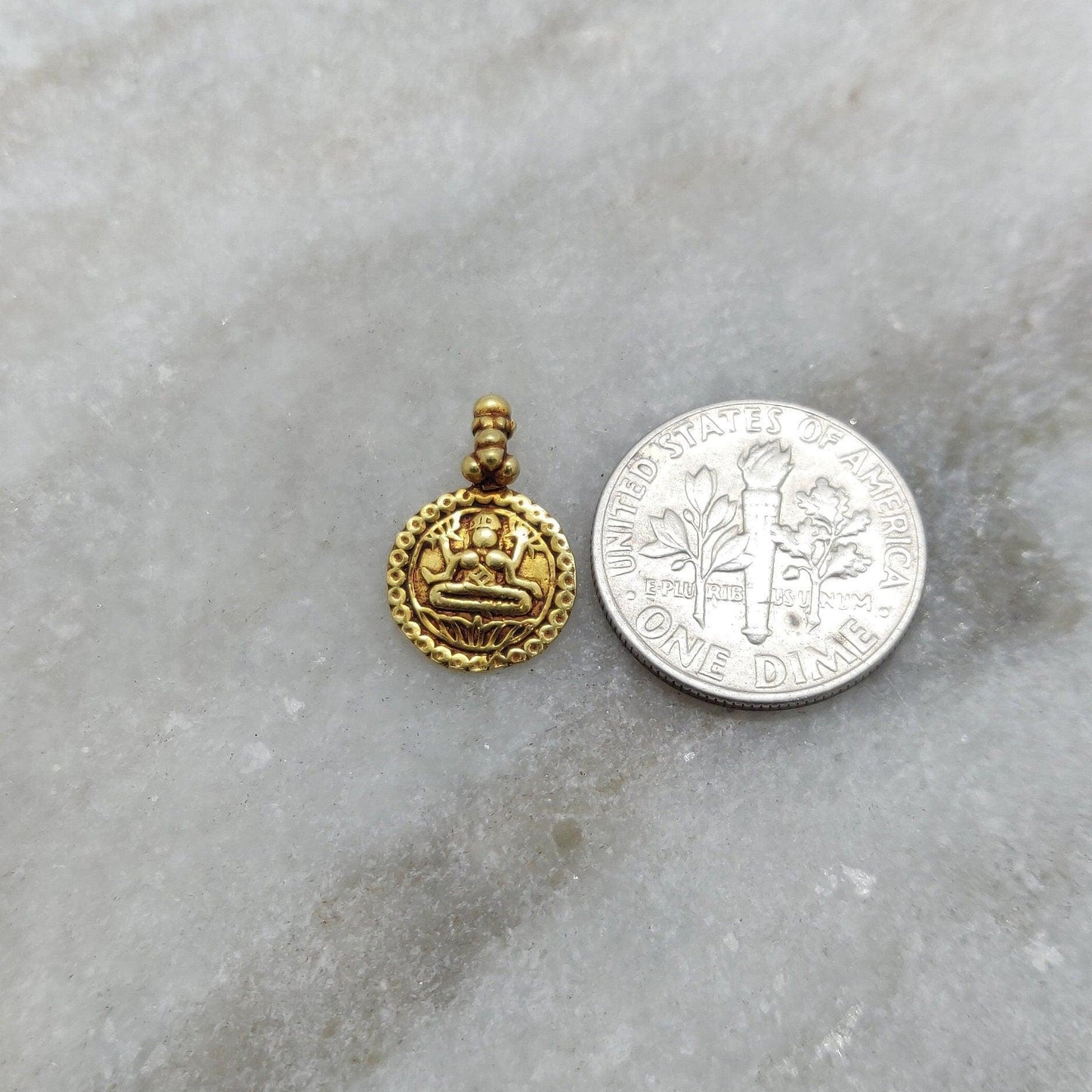 Vintage 18K Gold Religious Charm Pendant Of Indian Goddess - Kanika Creations