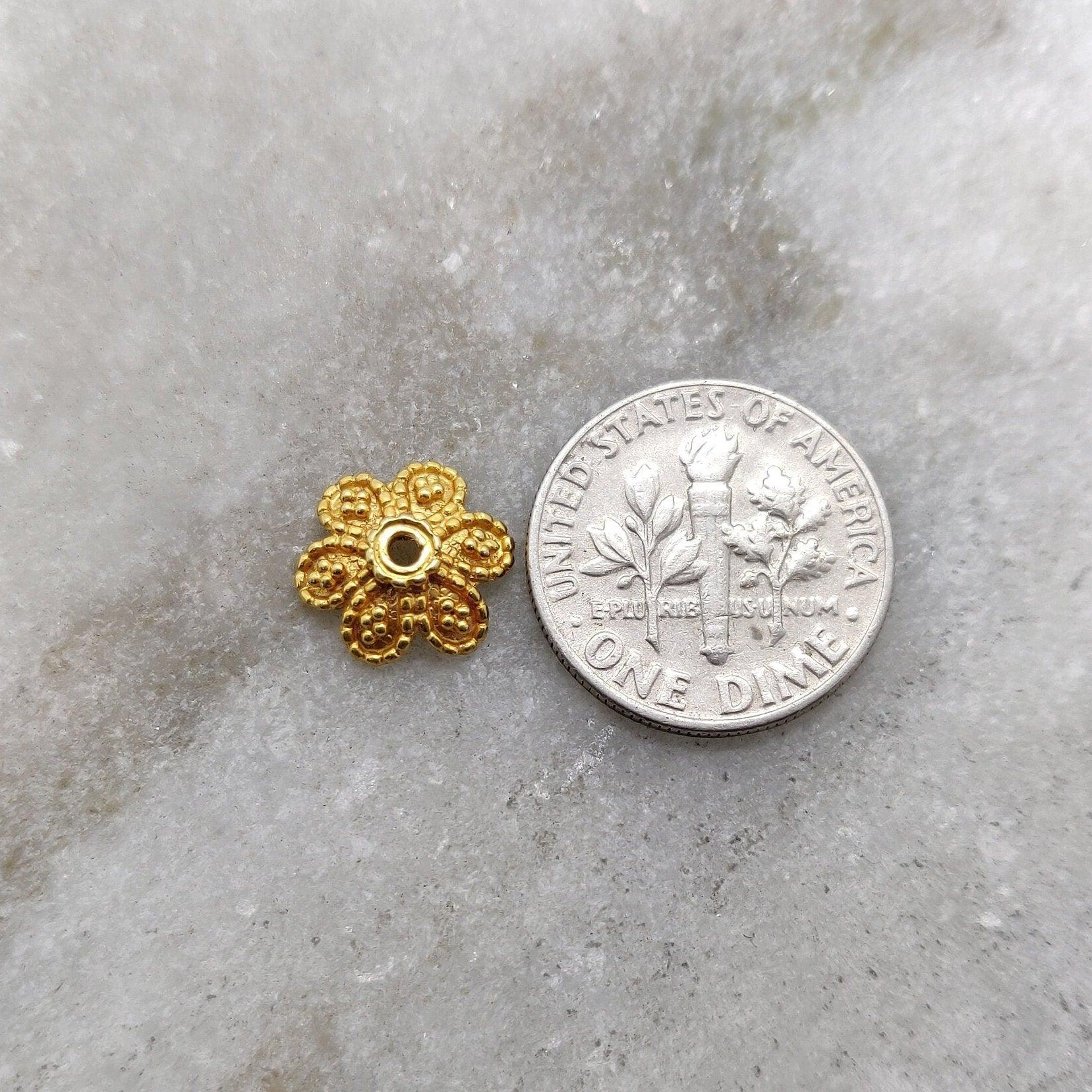 18k Gold Fancy Floral Bead Cap Spacer Finding - Kanika Creations
