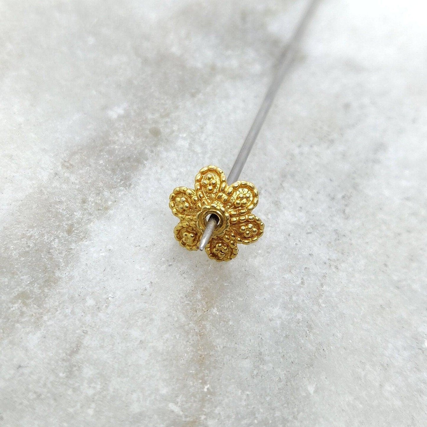 18k Gold Fancy Floral Bead Cap Spacer Finding - Kanika Creations
