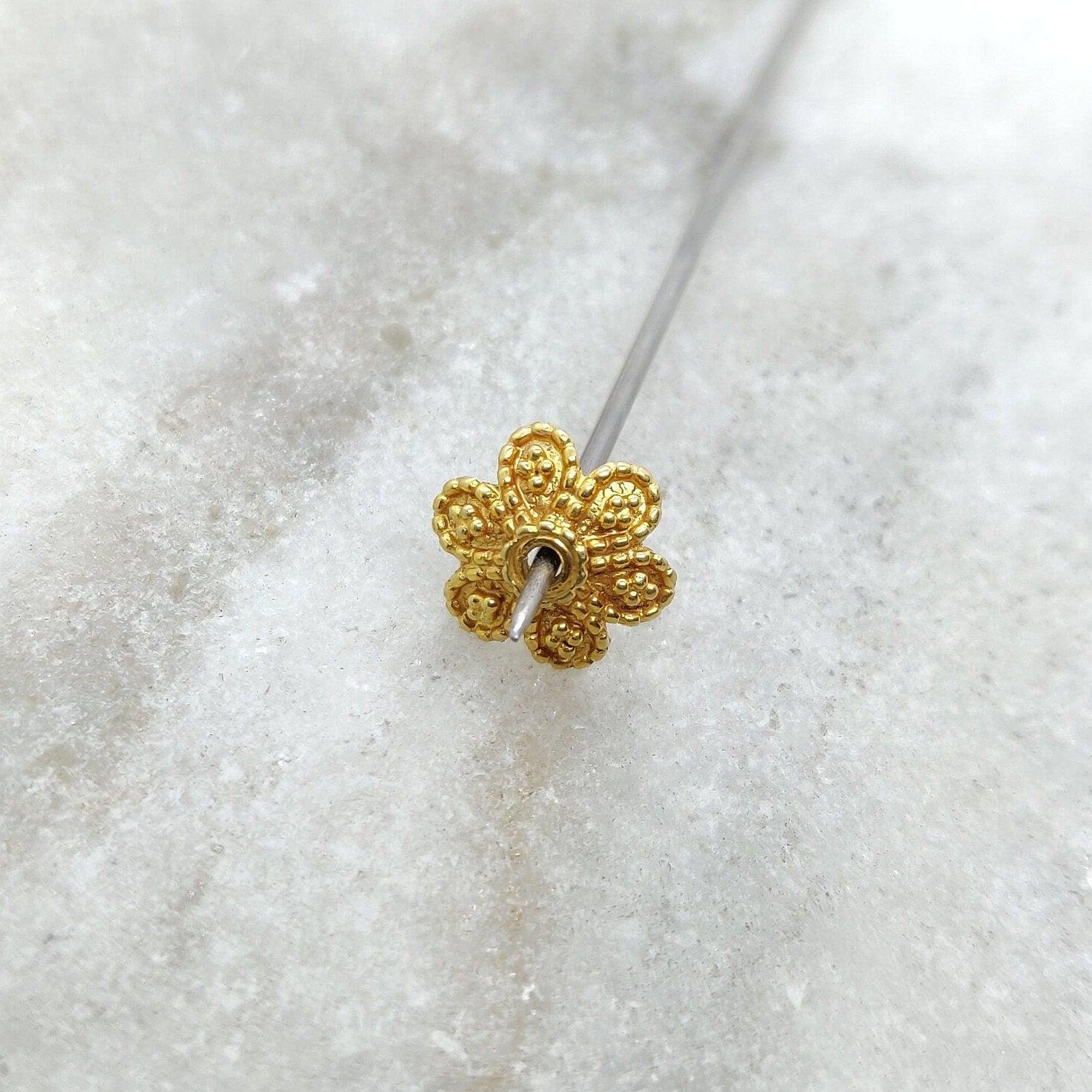 18k Gold Fancy Floral Bead Cap Spacer Finding - Kanika Creations