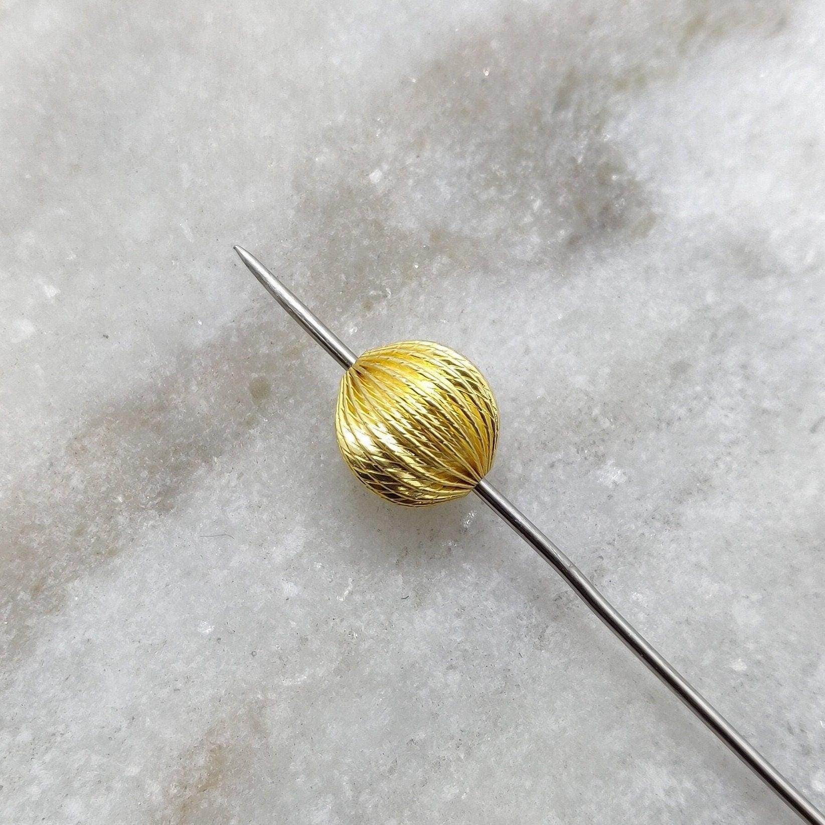 18k Solid Yellow Gold Fluted Rondelle Beads 11x10mm - Kanika Creations