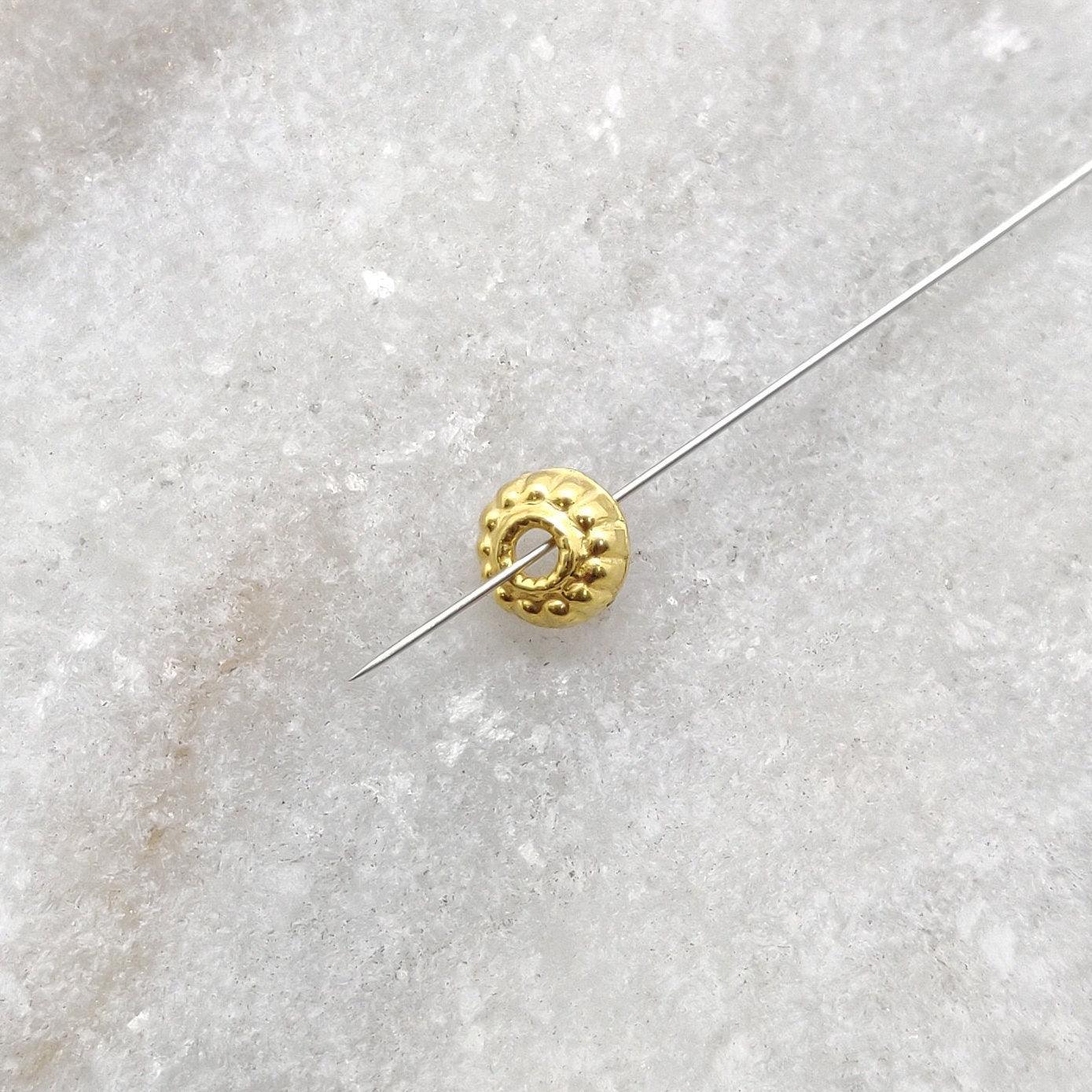 Solid 18k Yellow Gold Spacer Beads Cap 2x5mm - Kanika Creations